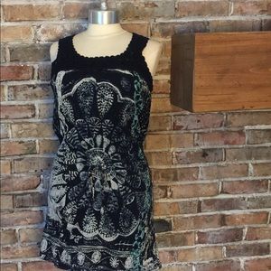 Lucky Brand Crochet Cotton Boho Sleeveless Dress